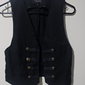 Tate Black Vest with Gold Buttons
